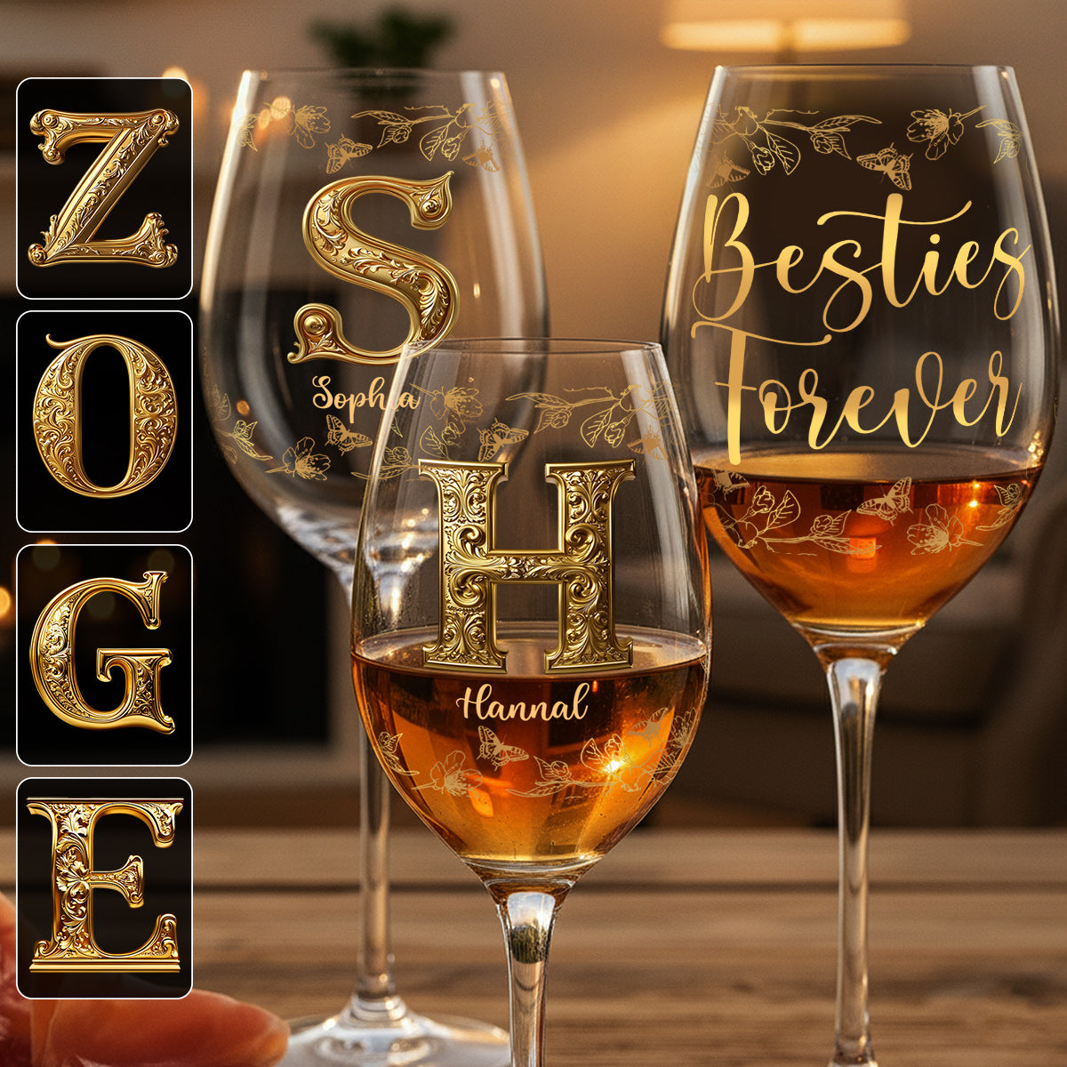 Besties Forever - Personalized Bestie Wine Glass With Long Stem