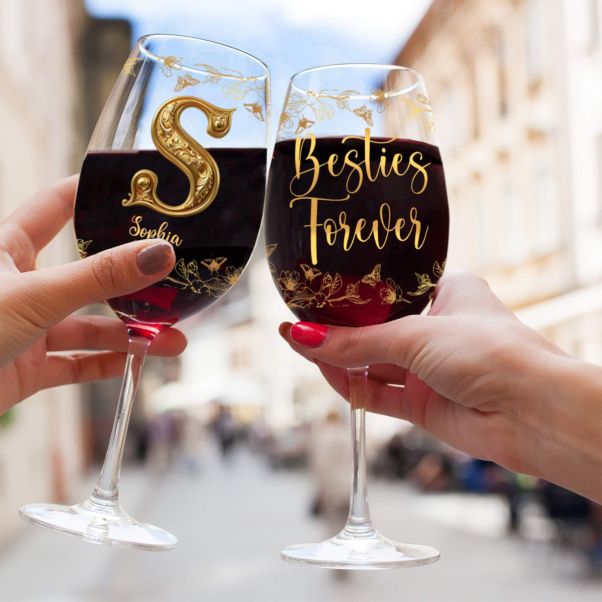 Besties Forever - Personalized Bestie Wine Glass With Long Stem