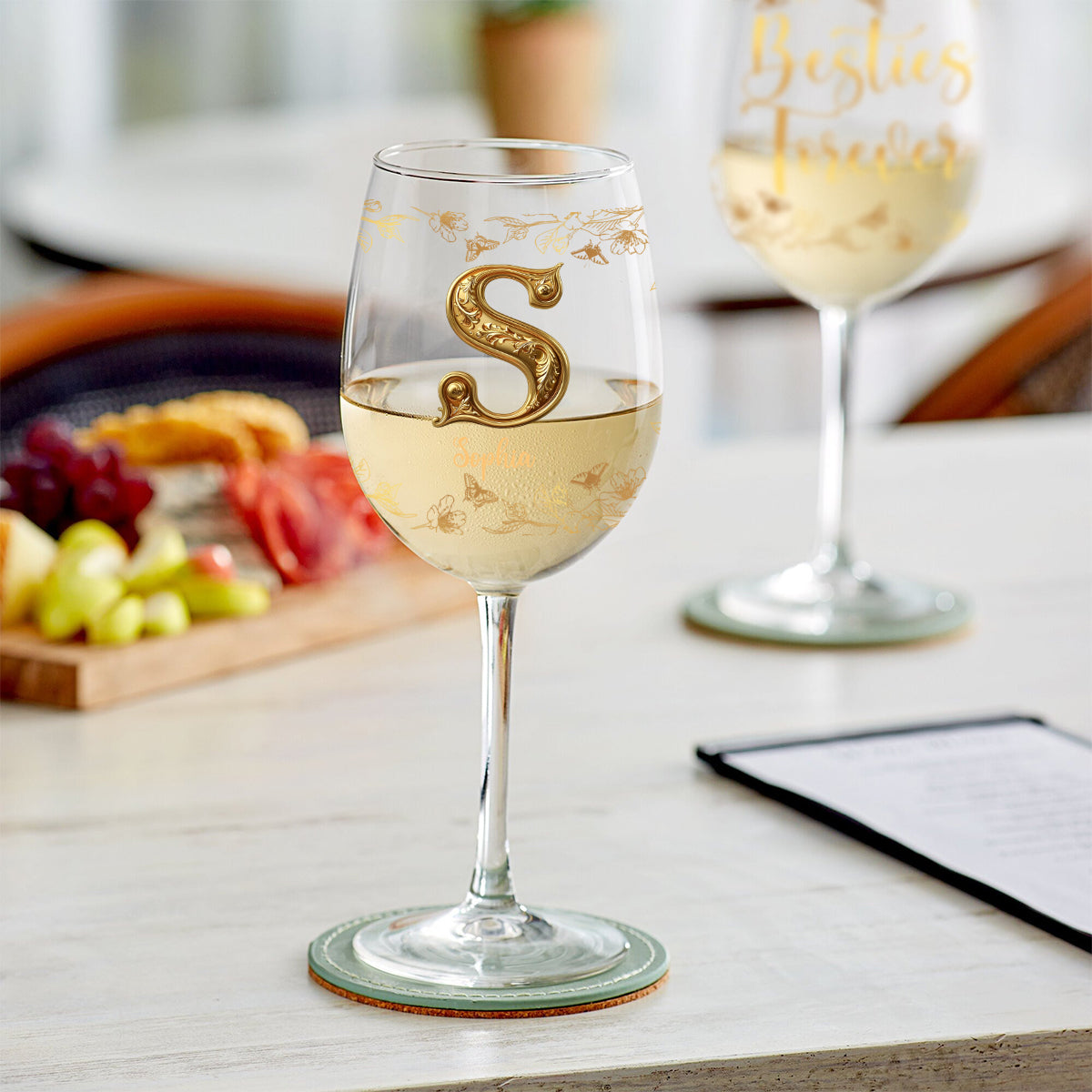 Besties Forever - Personalized Bestie Wine Glass With Long Stem