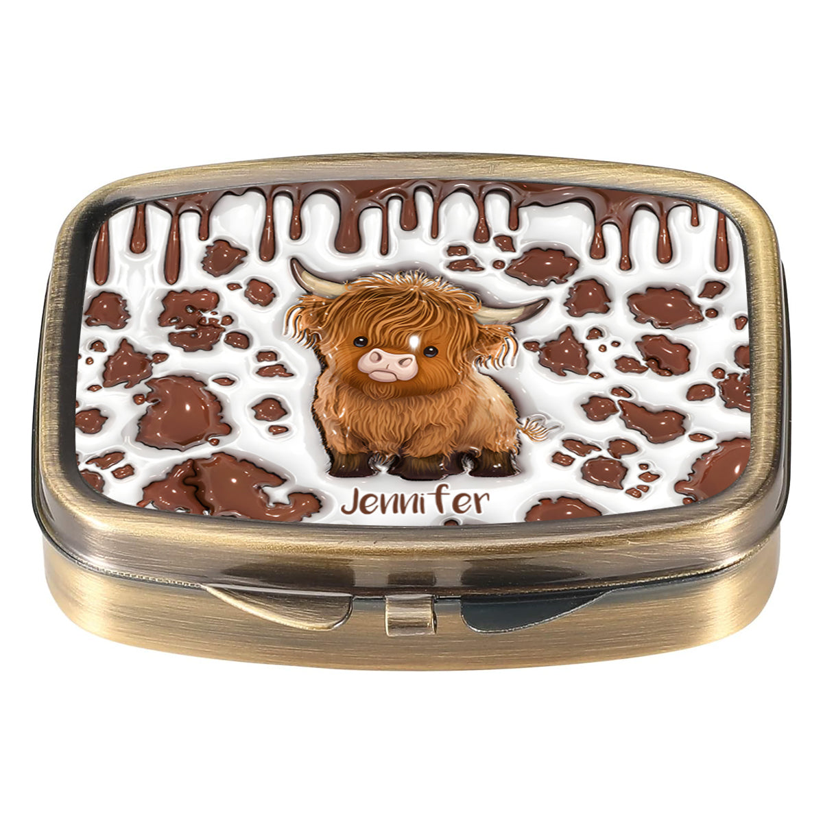 Une fille qui aime les vaches des Highlands - Pilulier personnalisé vache des Highlands