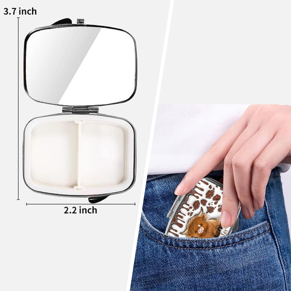 Une fille qui aime les vaches des Highlands - Pilulier personnalisé vache des Highlands