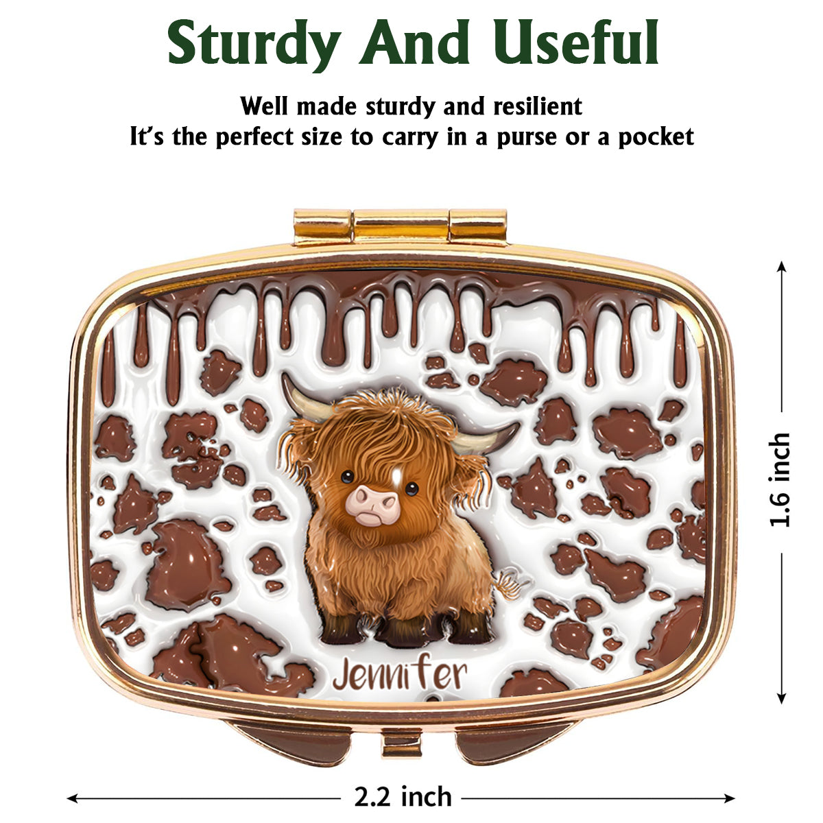 Une fille qui aime les vaches des Highlands - Pilulier personnalisé vache des Highlands