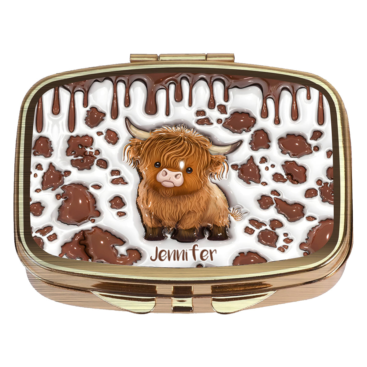 Une fille qui aime les vaches des Highlands - Pilulier personnalisé vache des Highlands