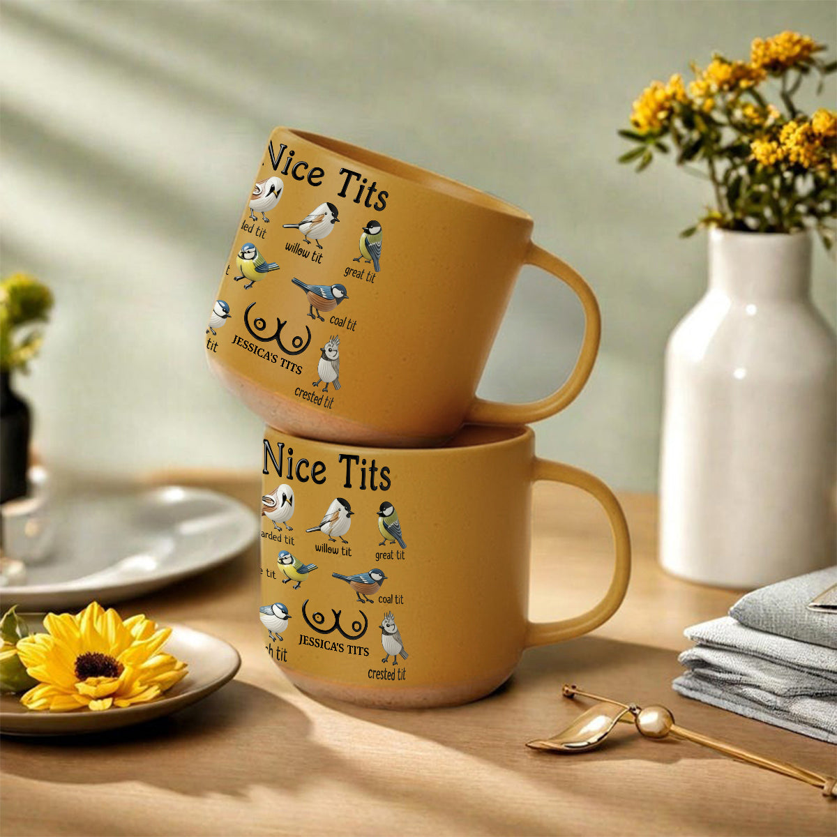Nice Tits - Personalized Couple Printed Pottery Mug