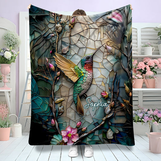 Artistic Hummingbird - Personalized Hummingbird Blanket