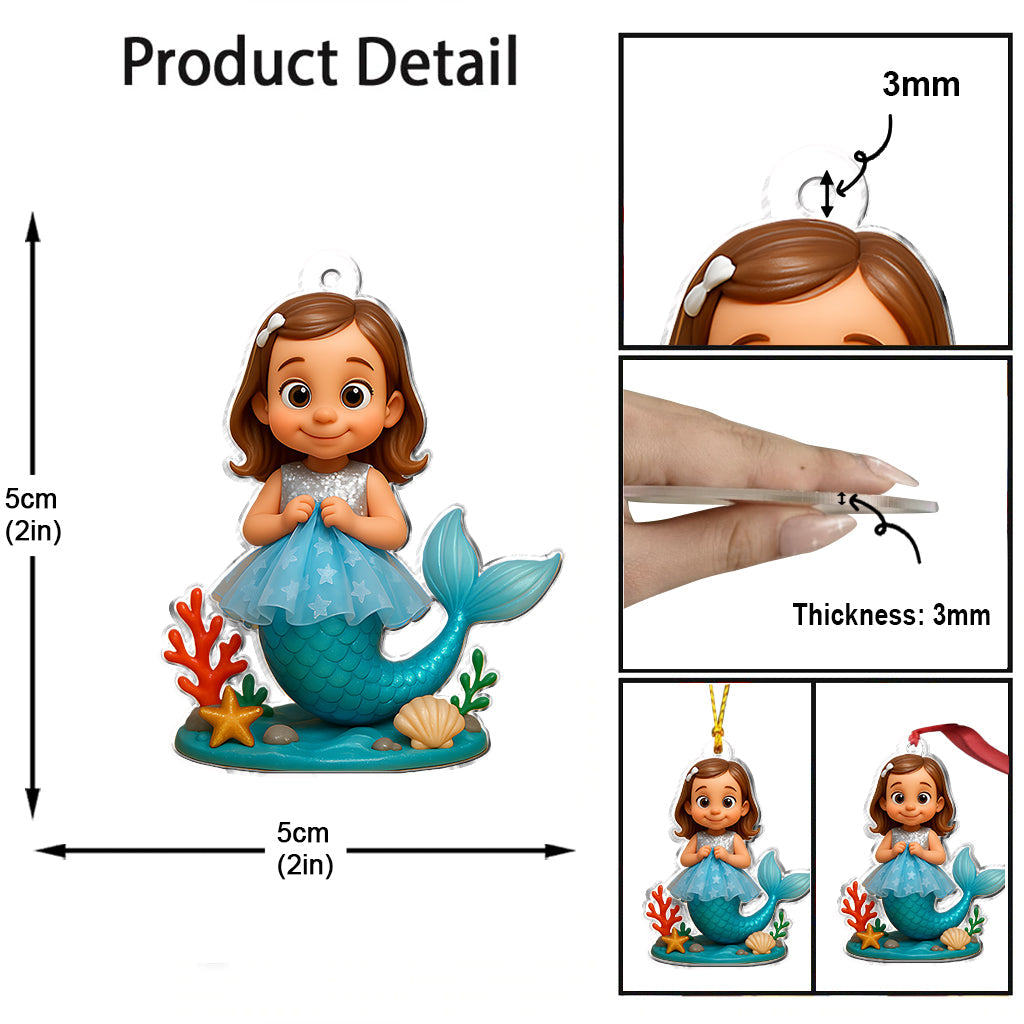 Custom From Any Photo, Gift For Mermaid Loving Girls - Personalized Kid Custom Shaped Ornament