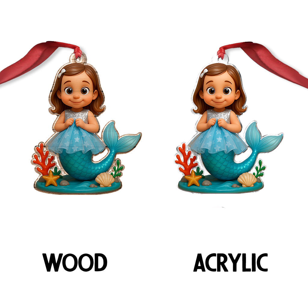 Custom From Any Photo, Gift For Mermaid Loving Girls - Personalized Kid Custom Shaped Ornament