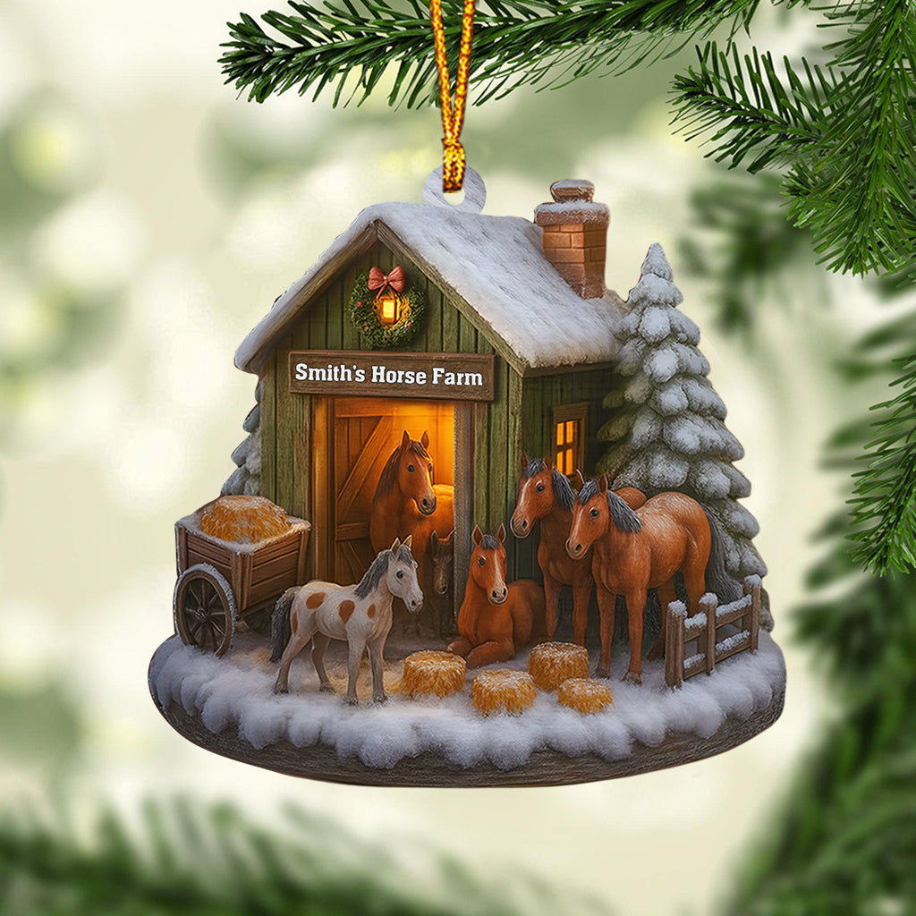Horse Farm Christmas - Personalized Horse Ornament