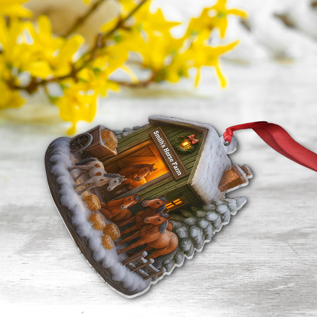 Horse Farm Christmas - Personalized Horse Ornament