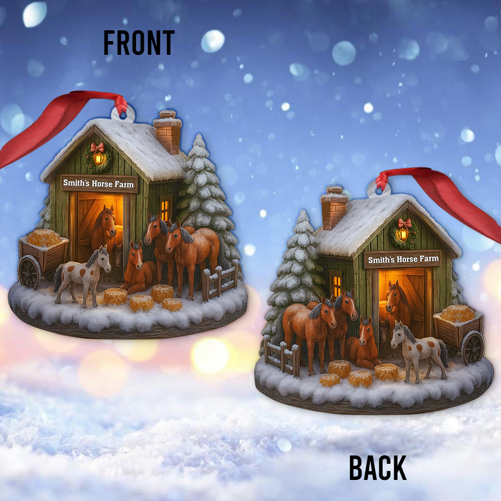 Horse Farm Christmas - Personalized Horse Ornament