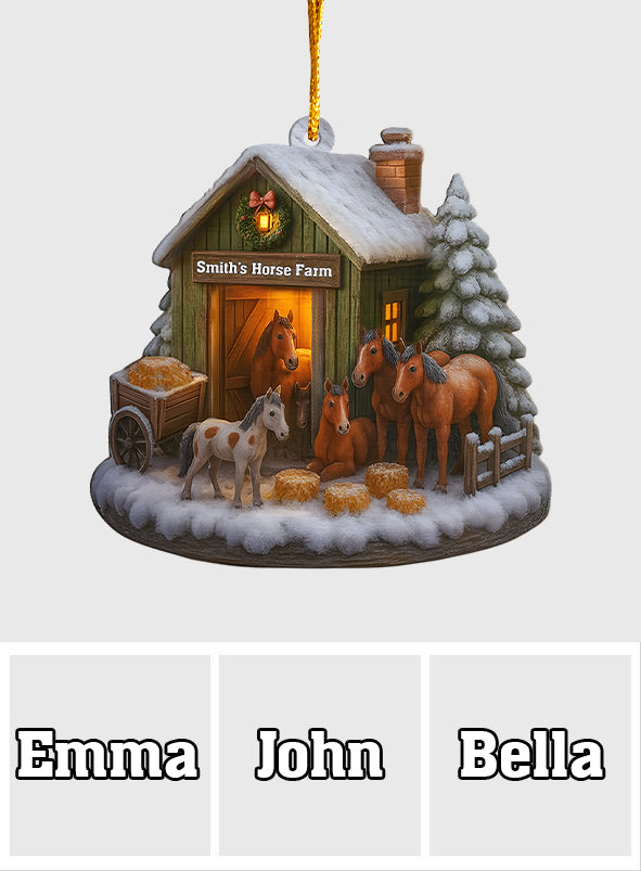 Horse Farm Christmas - Personalized Horse Ornament