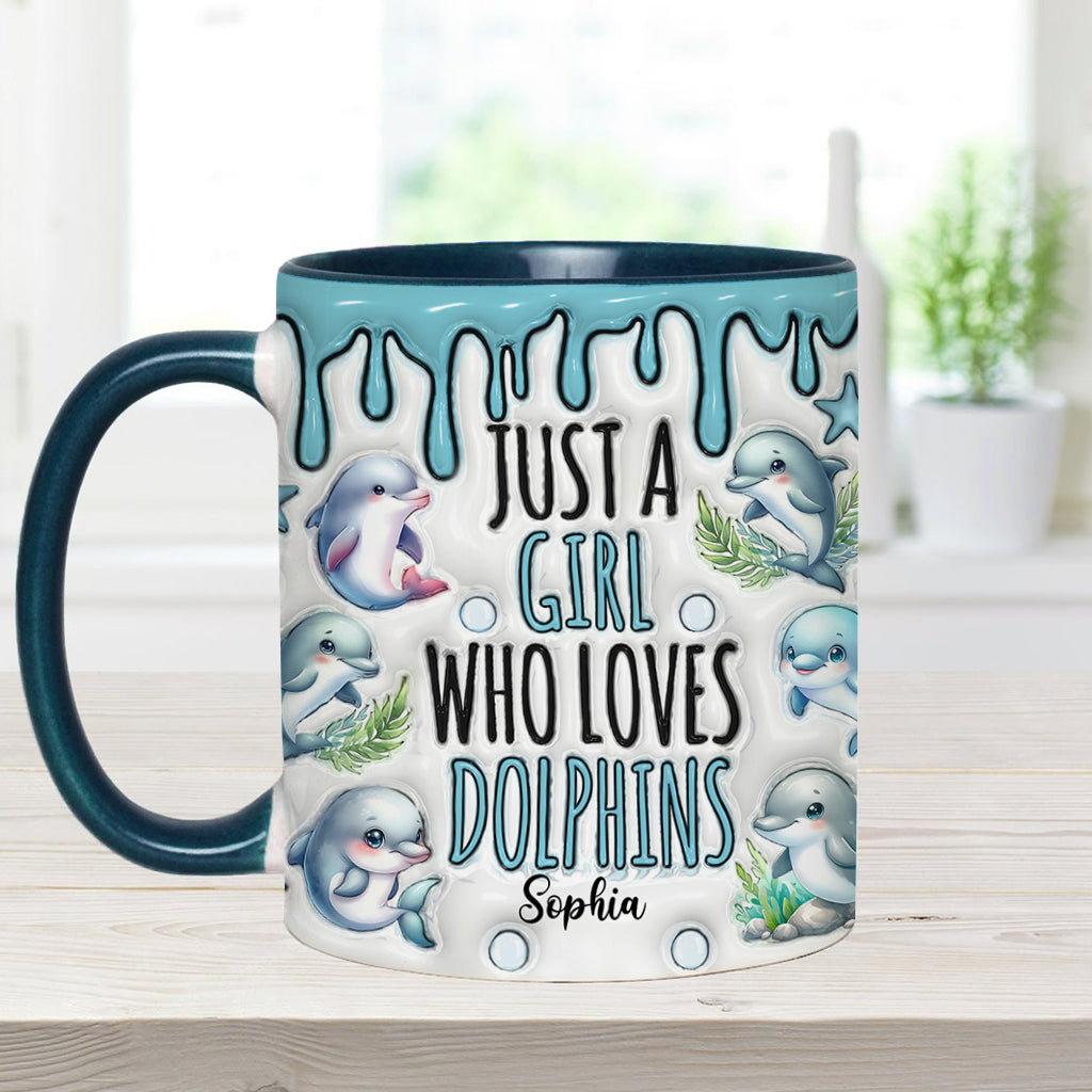Just A Girl Who Loves Dolphins - Personalized Dolphin Accent Mug