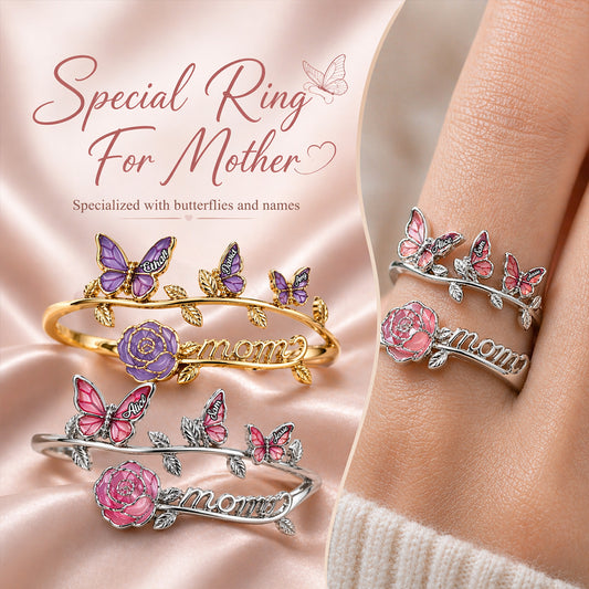 Schönes Geschenk für Mama - Personalisierbarer verstellbarer Ring