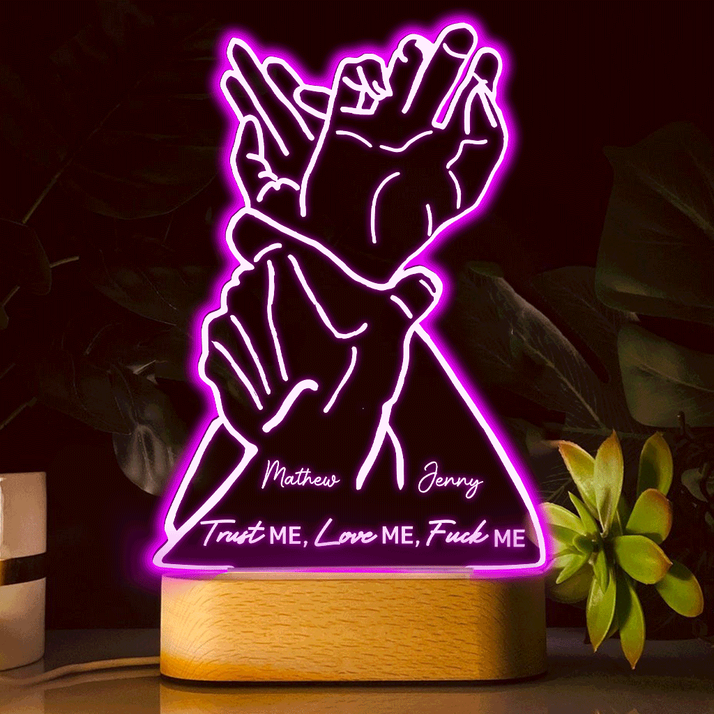 Trust Me Love Me - Personalized Couple Shaped Plaque Light Base