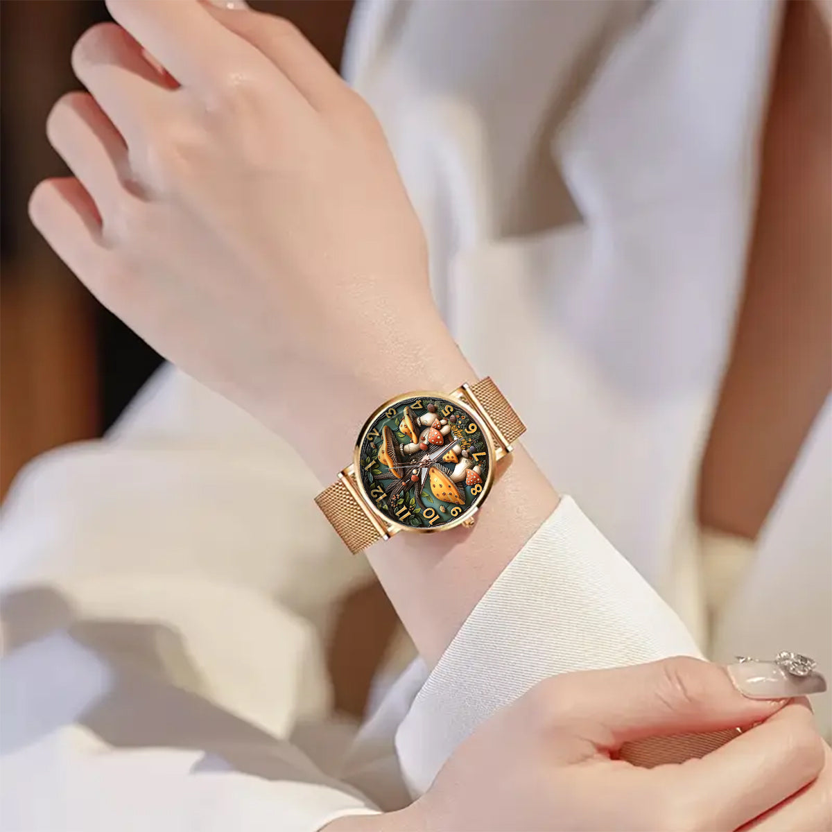 Mushroom and Tree - Personalized Hippie Women Hand Watch