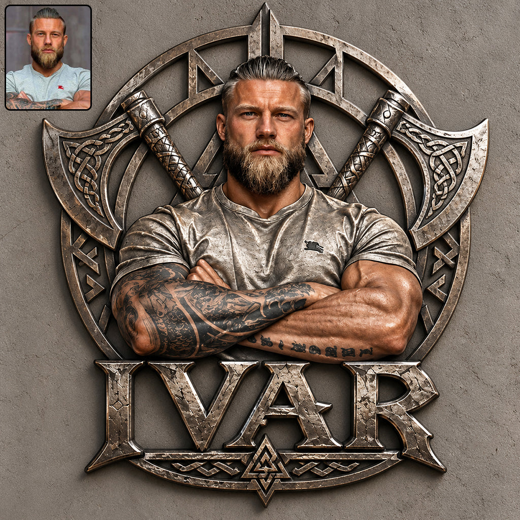Viking Krieger - Personalisierte Viking 3D-gedruckte Metalltafel