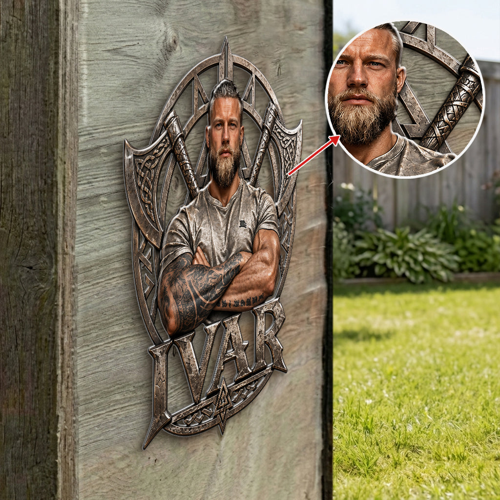 Viking Krieger - Personalisierte Viking 3D-gedruckte Metalltafel