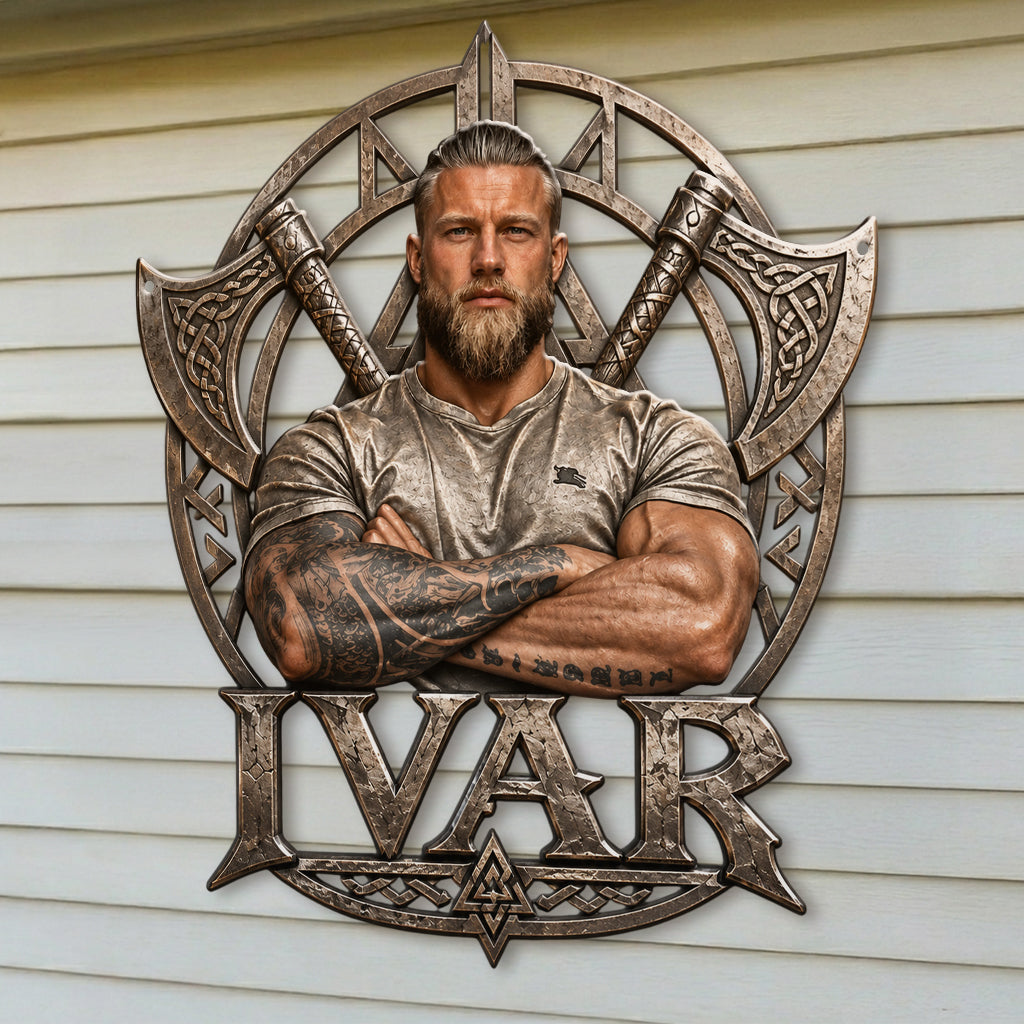 Viking Krieger - Personalisierte Viking 3D-gedruckte Metalltafel