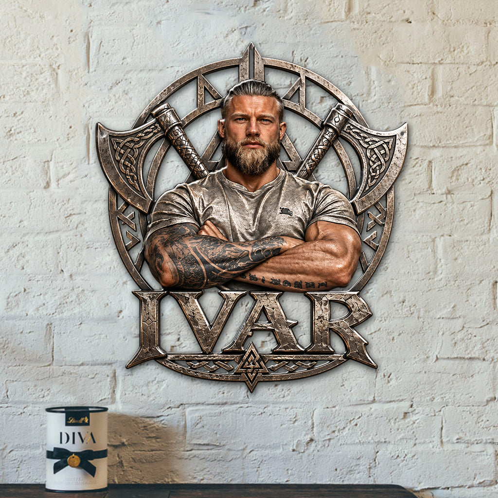 Viking Krieger - Personalisierte Viking 3D-gedruckte Metalltafel