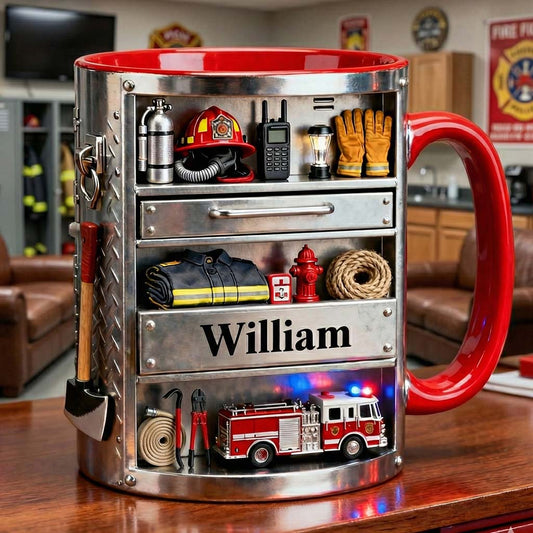 Firefighter Toolbox - Personalized Firefighter Accent Mug & Coaster