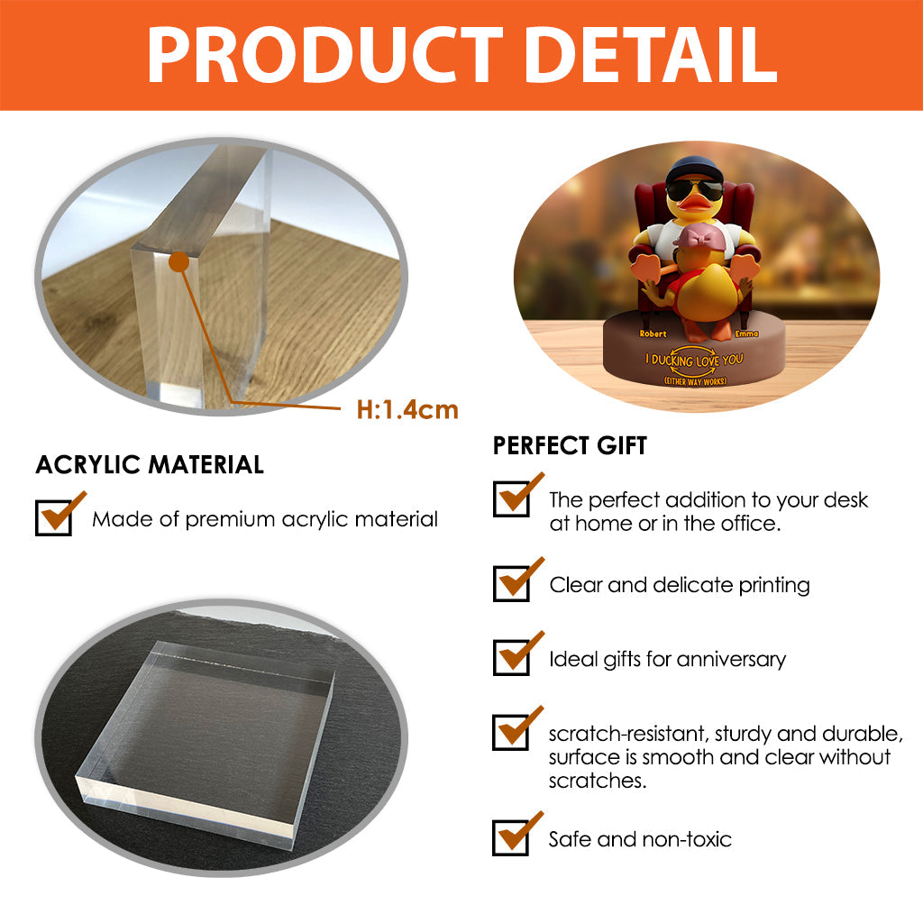 I Ducking Love You (Either Way Works) - Personalized Couple Custom Shaped Acrylic Plaque