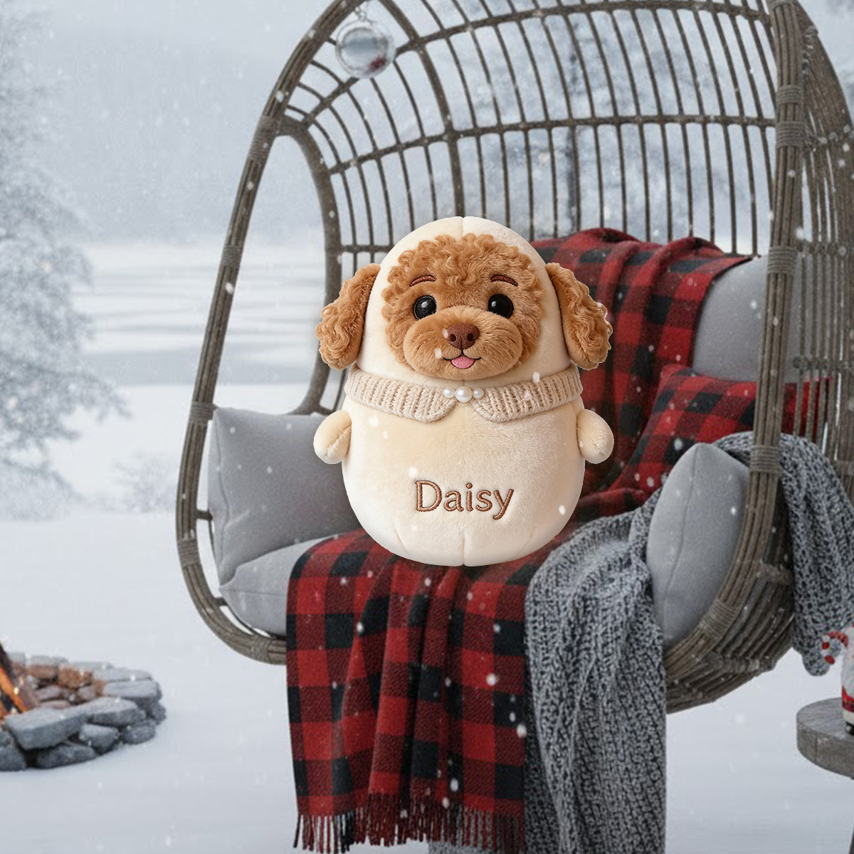 Cute Chubby Dog - Personalized Dog Premium Faux Fur Pillow