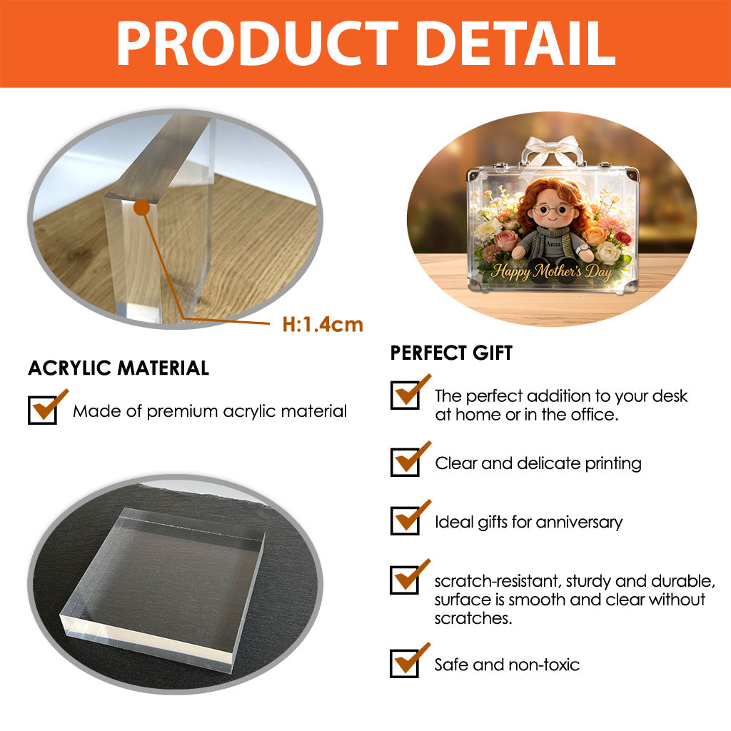 Flower Suitcase - Personalized Mother Custom Shaped Acrylic Plaque