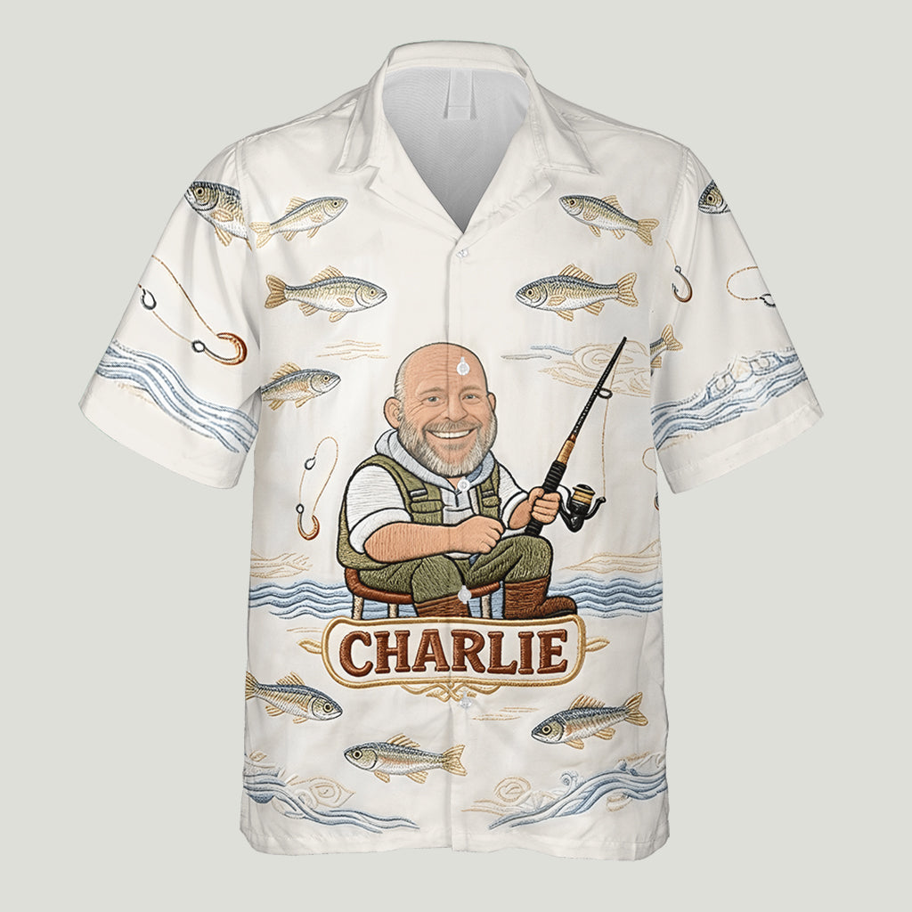 Funny Caricature Fishing Gift - Personalized Fishing Hawaiian Shirt