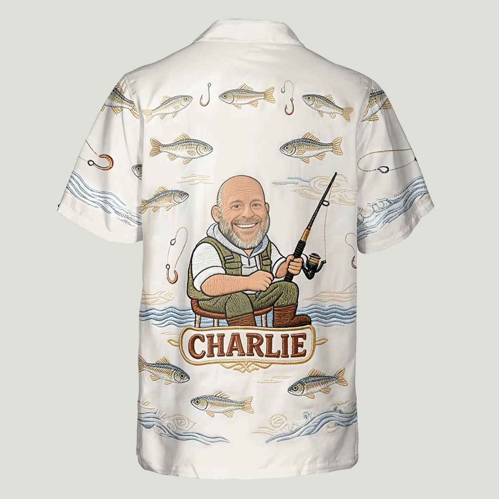 Funny Caricature Fishing Gift - Personalized Fishing Hawaiian Shirt