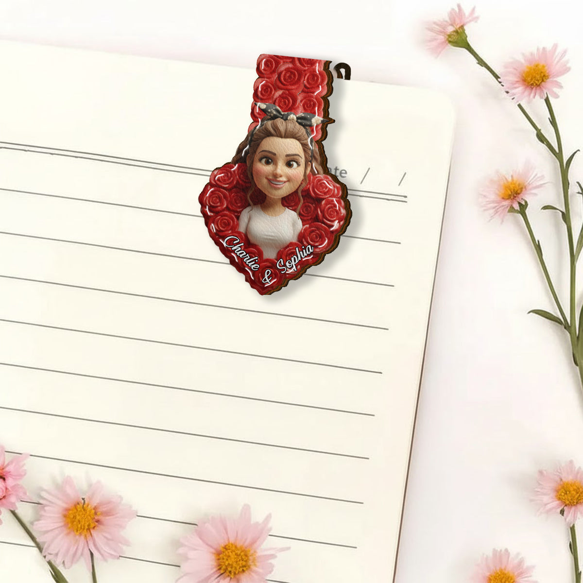 Together Forever - Personalized Couple Shaped Magnetic Bookmark