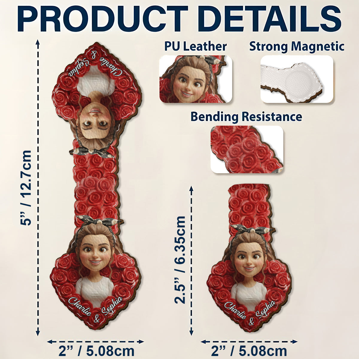 Together Forever - Personalized Couple Shaped Magnetic Bookmark