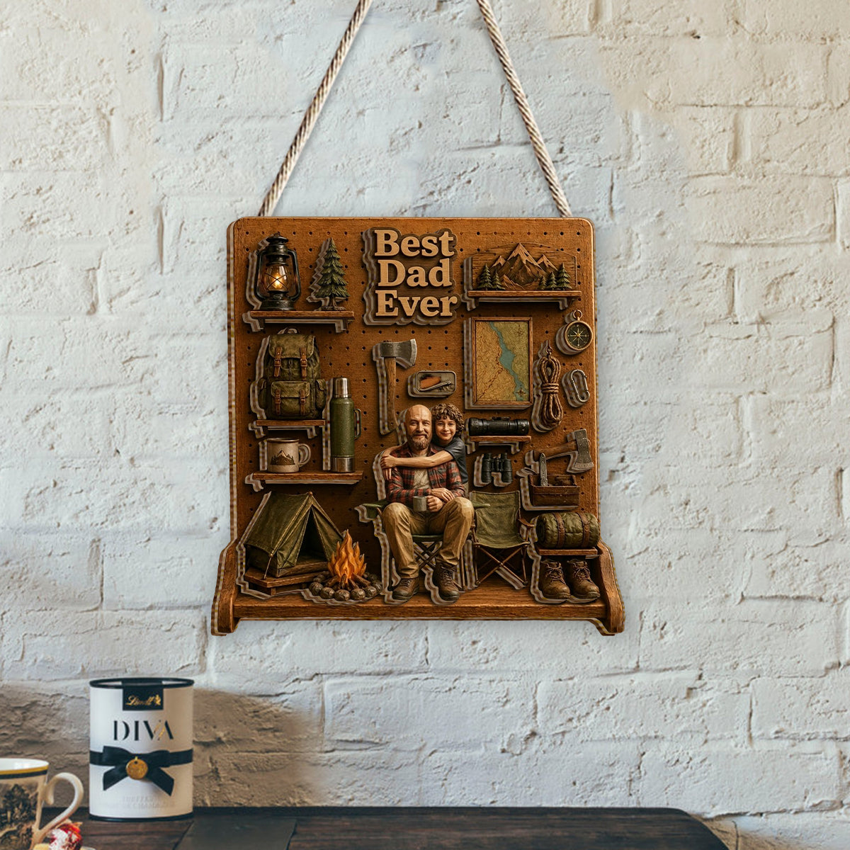 Geschenk für Campingliebhaber - Personalisierte 2-lagige Holztafel / Holzschild
