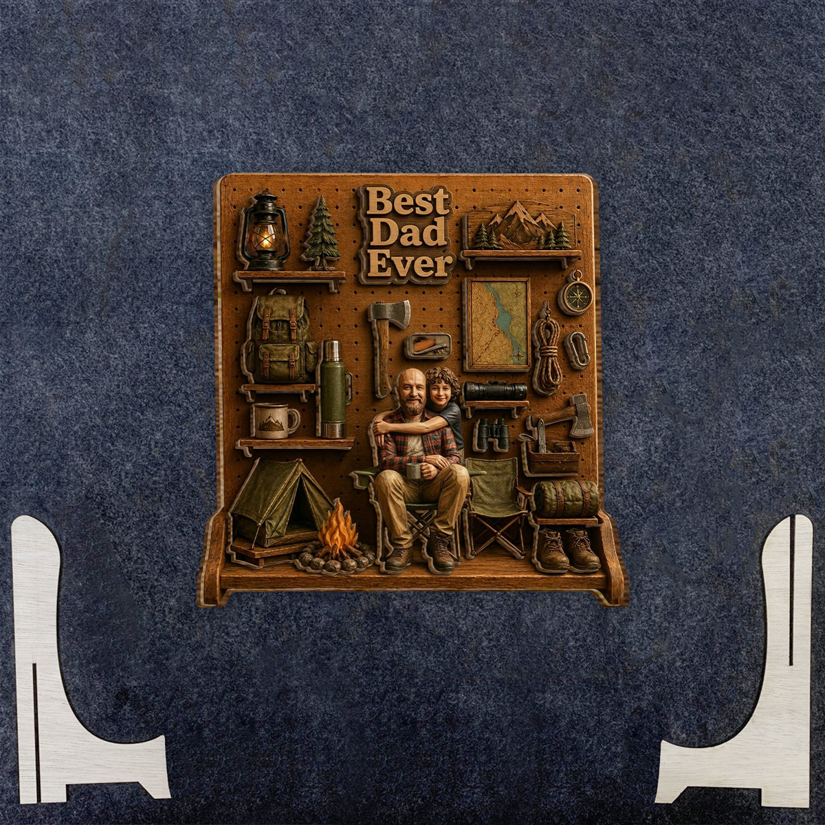 Geschenk für Campingliebhaber - Personalisierte 2-lagige Holztafel / Holzschild
