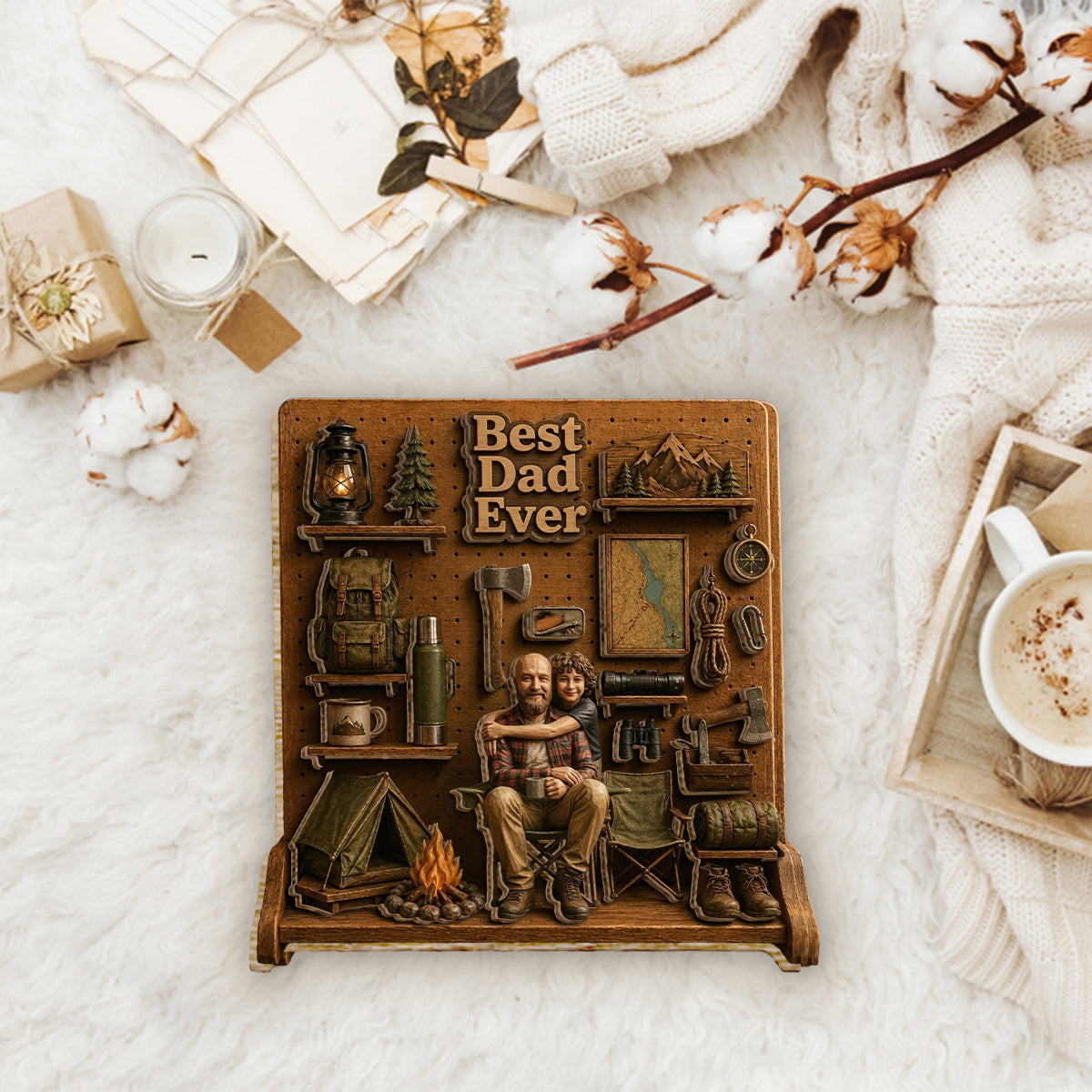 Geschenk für Campingliebhaber - Personalisierte 2-lagige Holztafel / Holzschild