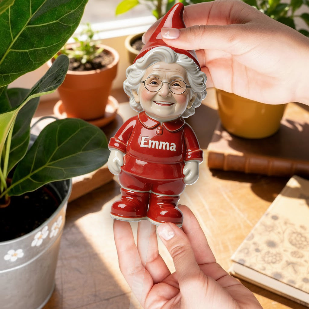 Individuell gestaltbarer Acryl-Blumentopf mit Hundemotiv und Pfahl – Foto nach Wunsch.