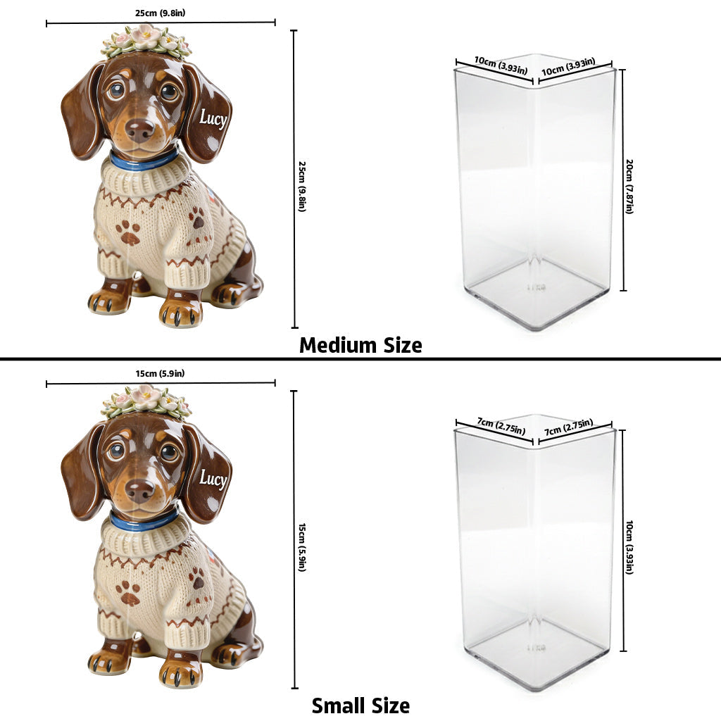 Individuell gestaltbarer Acryl-Blumentopf mit Hundemotiv und Pfahl – Foto nach Wunsch.