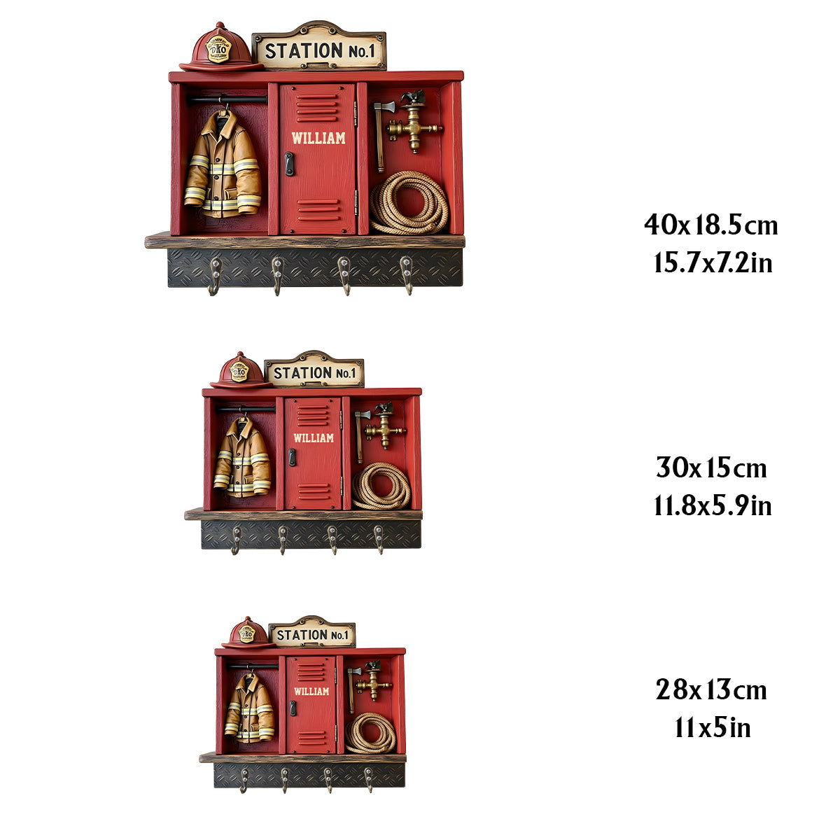 Stolzer Feuerwehrmann – Personalisierter, individuell geformter Kleiderständer in Feuerwehrmannform