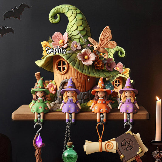 Cute Witches - Personalized Witch Custom Shaped Hanging Rack