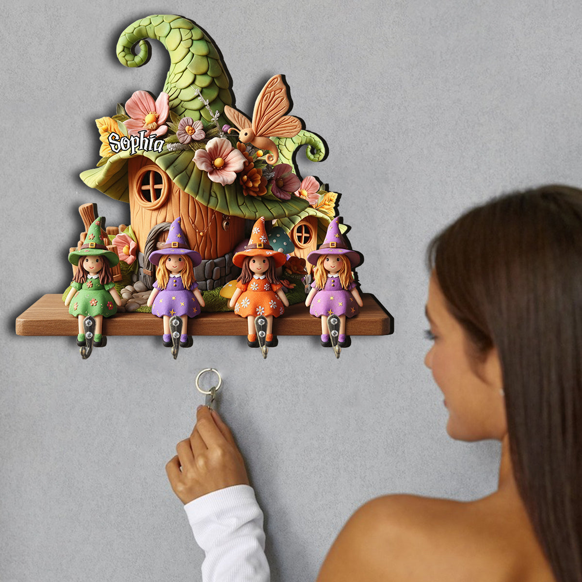 Cute Witches - Personalized Witch Custom Shaped Hanging Rack