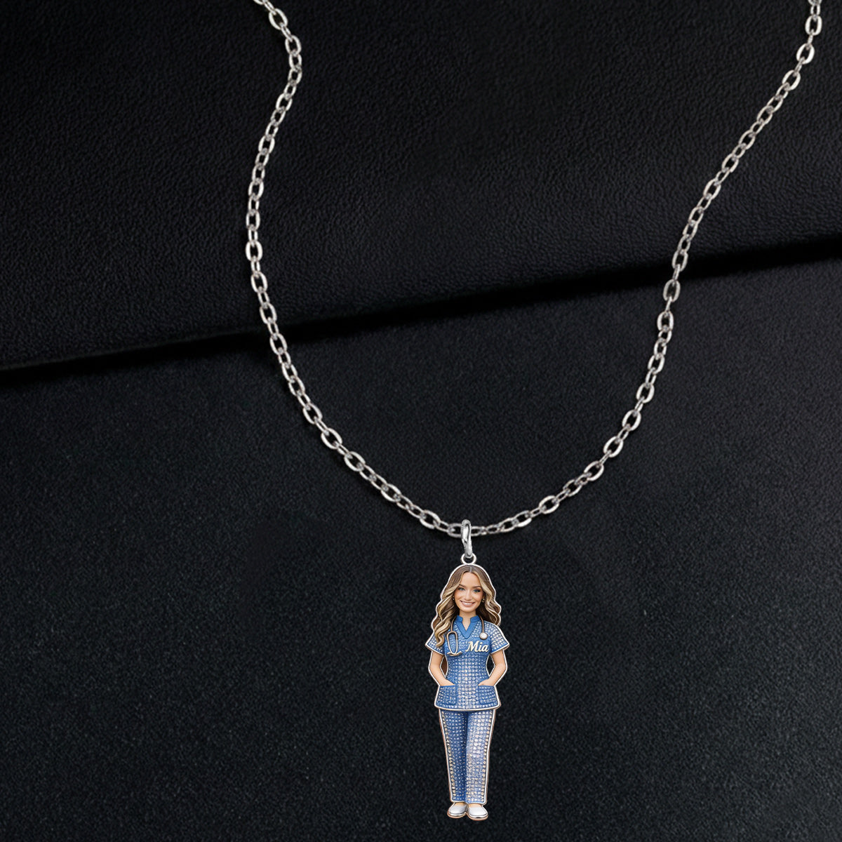 Proud Nurse - Personalized Nurse Shaped Metal Pendant Necklace