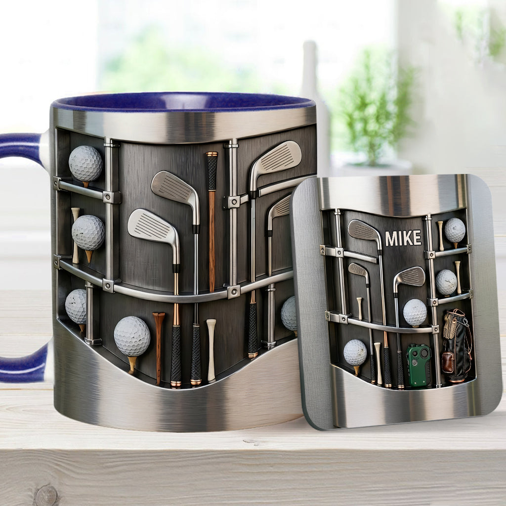 Love Goft - Mug et sous-verre personnalisés sur le thème du golf