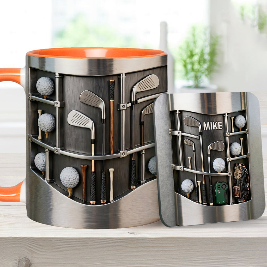 Love Goft - Mug et sous-verre personnalisés sur le thème du golf