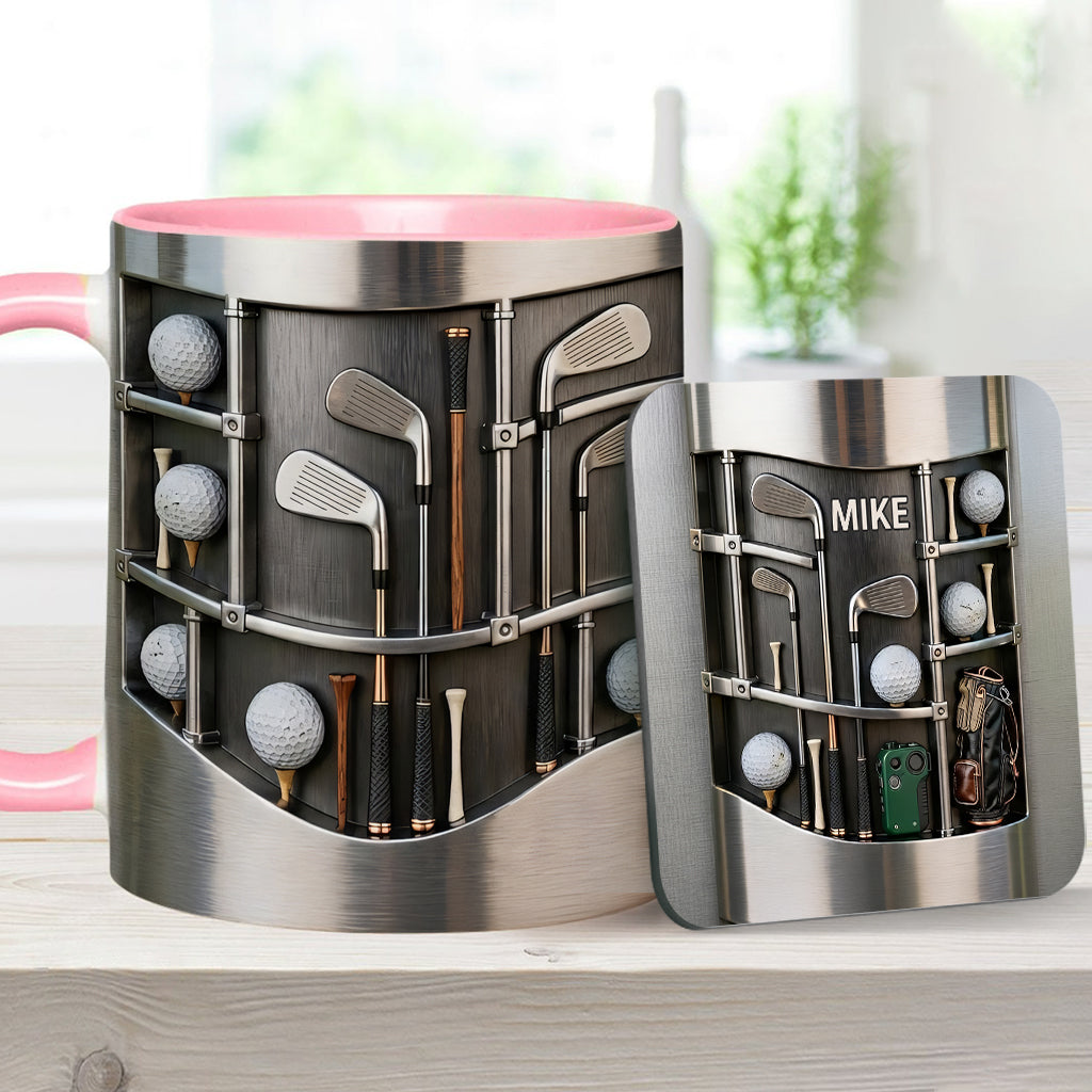 Love Goft - Mug et sous-verre personnalisés sur le thème du golf