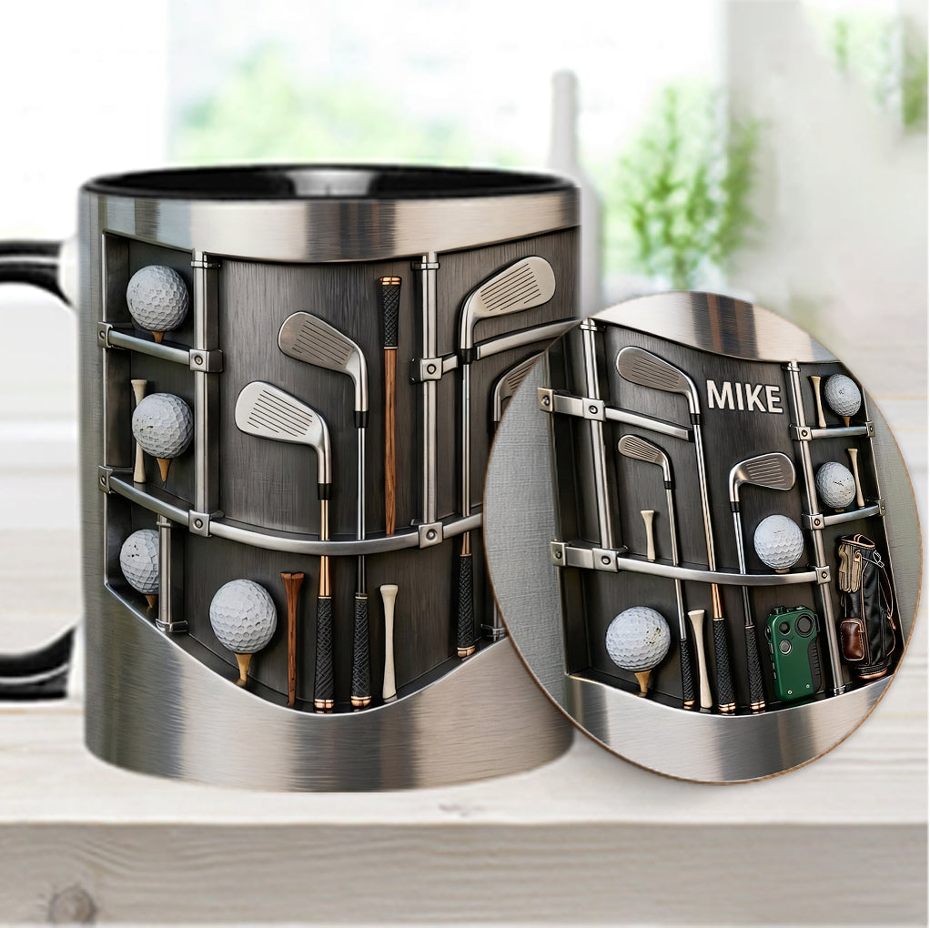 Love Goft - Mug et sous-verre personnalisés sur le thème du golf