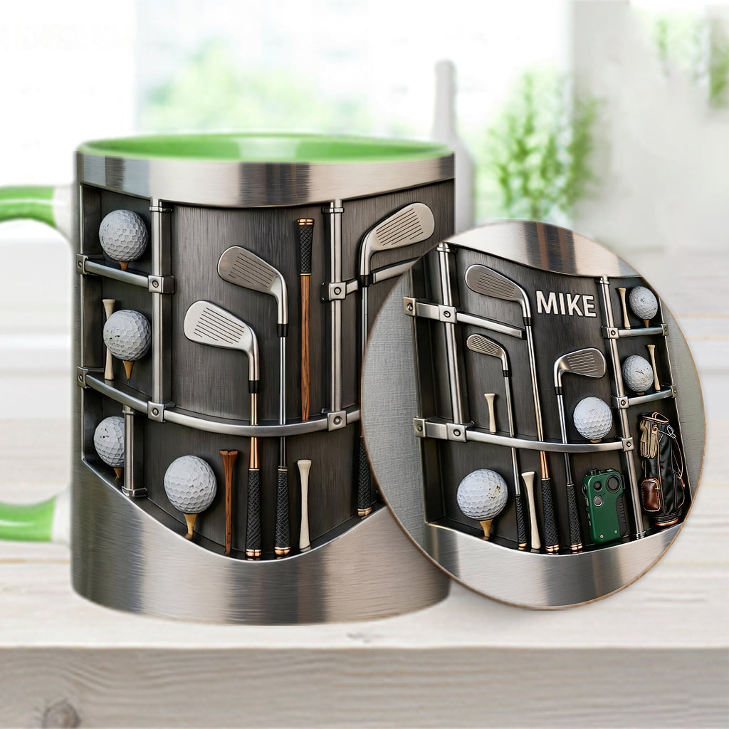 Love Goft - Mug et sous-verre personnalisés sur le thème du golf