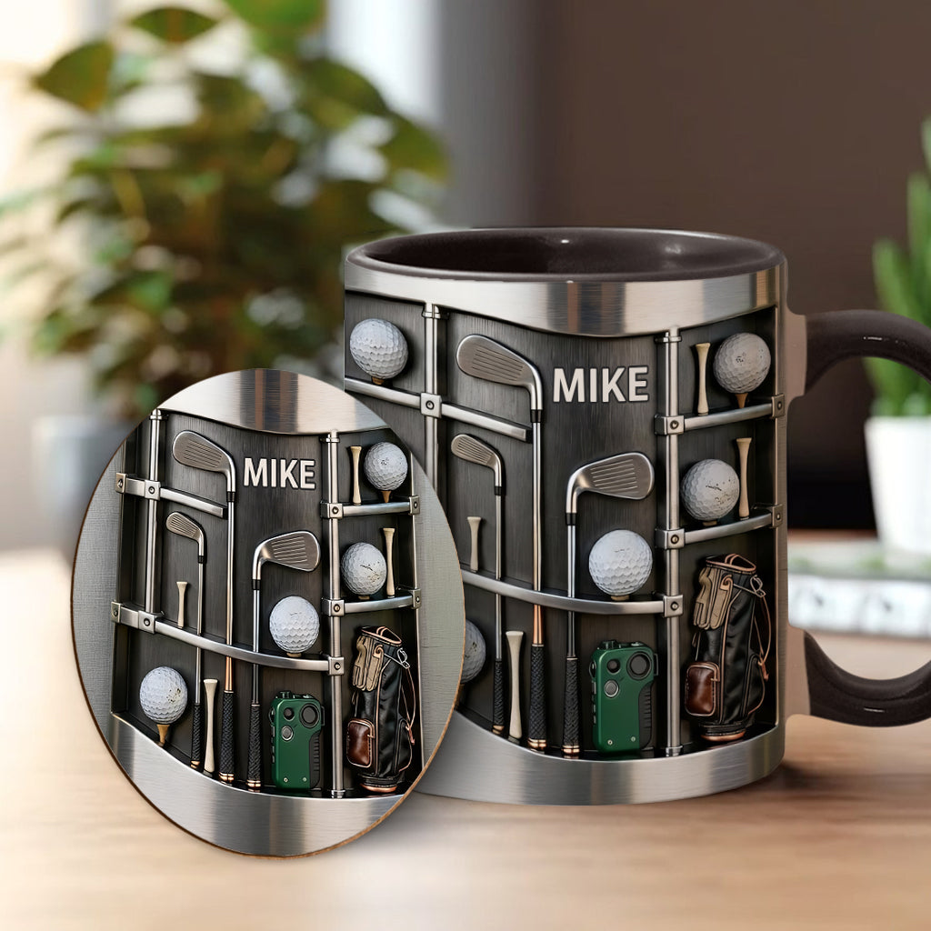 Love Goft - Mug et sous-verre personnalisés sur le thème du golf