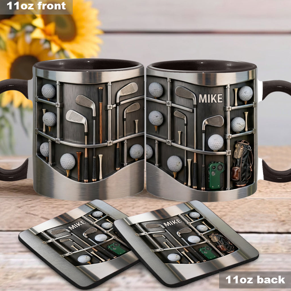 Love Goft - Mug et sous-verre personnalisés sur le thème du golf