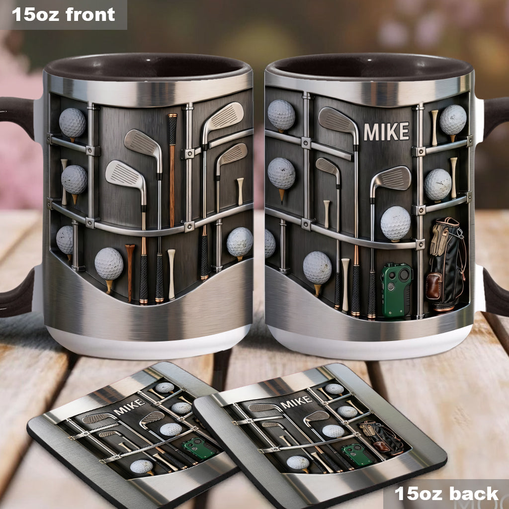 Love Goft - Mug et sous-verre personnalisés sur le thème du golf