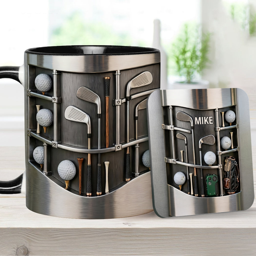 Love Goft - Mug et sous-verre personnalisés sur le thème du golf