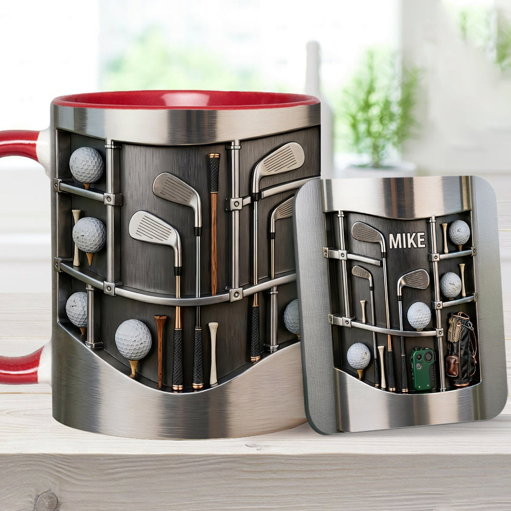 Love Goft - Mug et sous-verre personnalisés sur le thème du golf